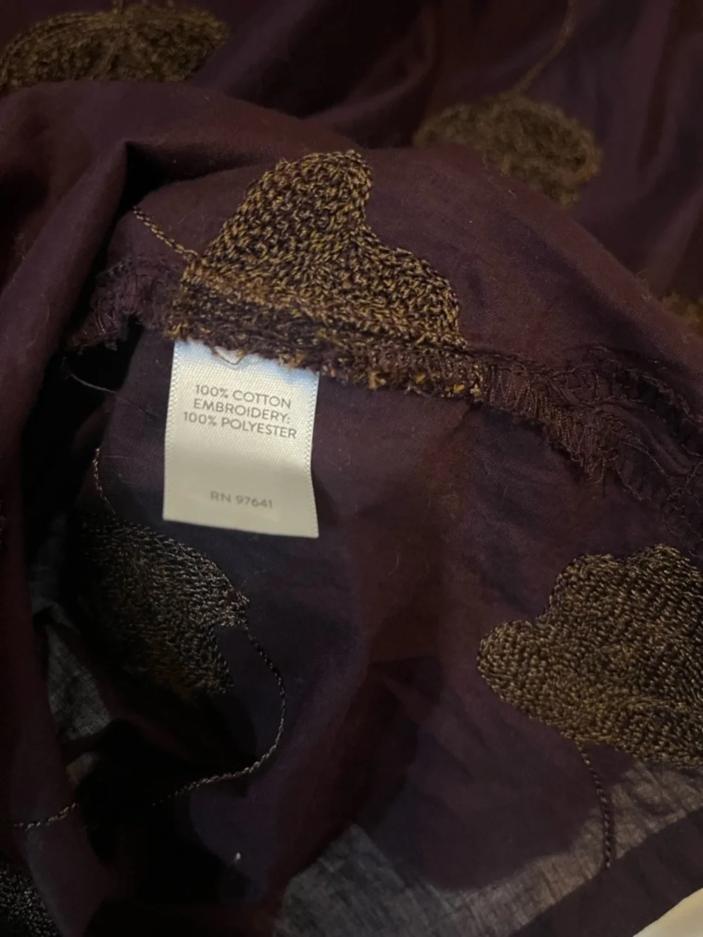 J. Jill Deep Plum Embroidered Floral Boxy Tunic 100% Cotton - Picture 8 of 8